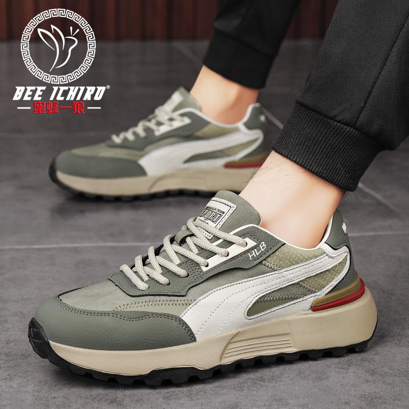 New summer sports and leisure leather shoes fashionable young dad men's shoes