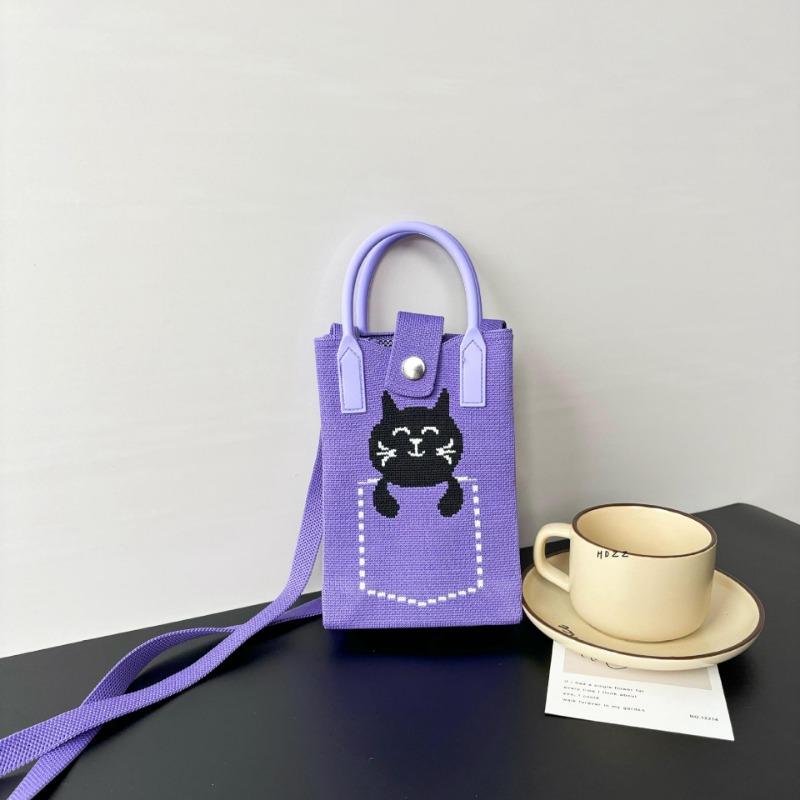 Premium Sense Ns Mobile Phone Bag New Cartoon Knitted Bag Dopamine Niche Versatile Messenger Shoulder Bag Handbag