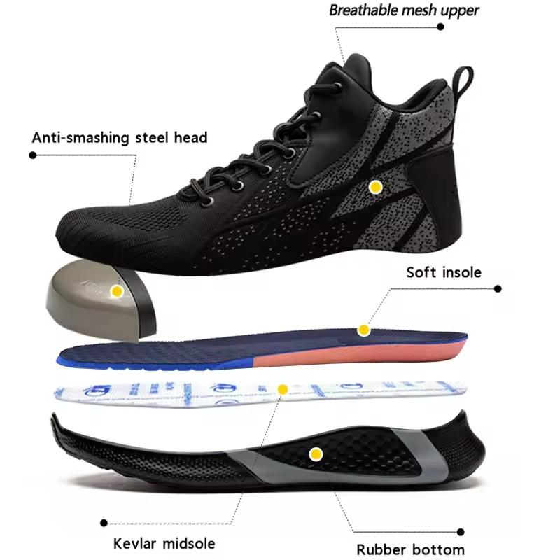 Fashion Safety Shoes Men Boots Indestructible Work Shoes Puncture Proof Work Boots Men Sneakers Steel Toe Shoes Safety Boots New