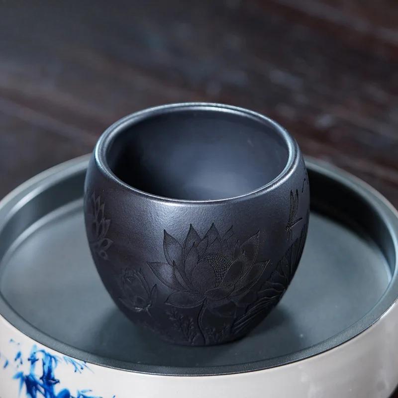 Tazza da tè Yixing Zisha Fiore di Loto da 220 ml Tazza retrò per tè Tazza da degustazione Tazza da meditazione Tazze da maestro Jianzhan Articoli per il tè per la casa
