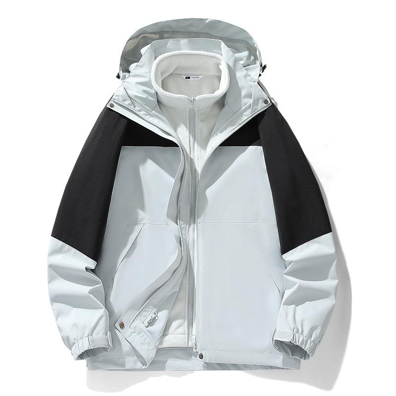 Autumn New Large Size Outdoor Jacket Three-in-one Waterproof Waterproof Hooded Windbreaker Jacket