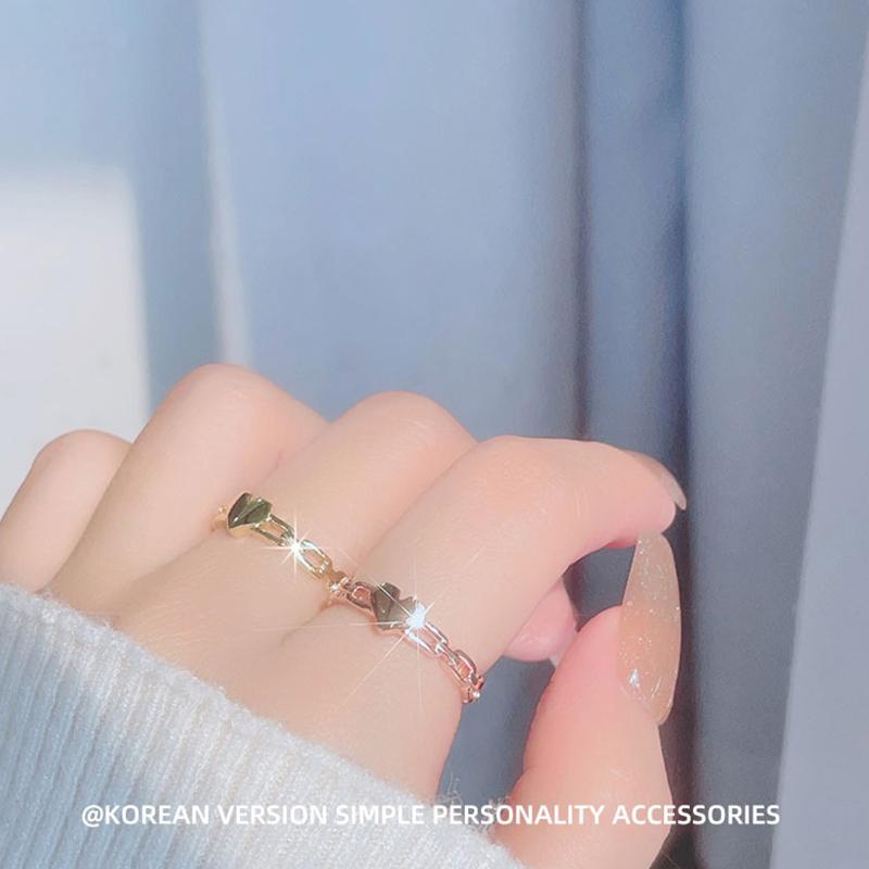 Fashion Ladies Love Heart Hollow Out Open Adjustable Rings Jewelry