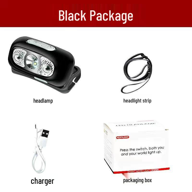 USB Rechargeable LED Headlamp with Wave Sensor - Waterproof for Fishing & Camping