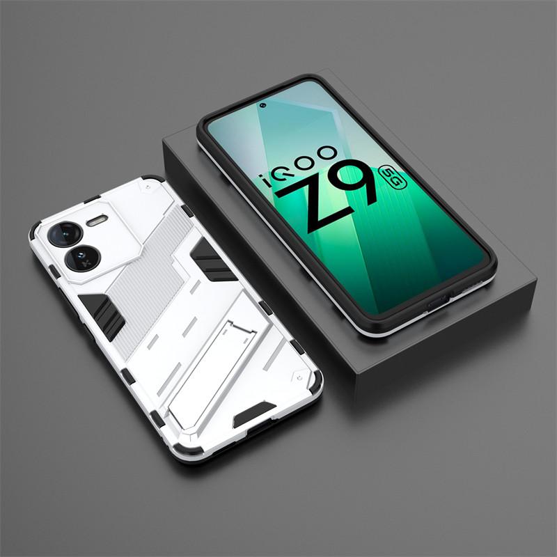 For IQOO Z9 5G Case IQOO Z9 5G Cover Shockproof TPU Armor PC Silicone Stand Holder Protective Phone Back Cover For IQOO Z9 5G