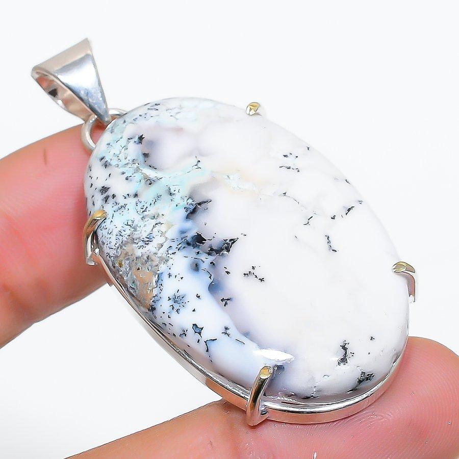 

Dendrite Opal Gemstone 925 Solid Sterling Silver Jewelry Pendant 2.05 SU-10289