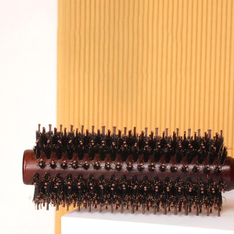 Natural Boar Bristle Hair Round Brush Wood Handle Round Barrel Hair Comb Hair Roller Brush Hairdressing Styling Tools