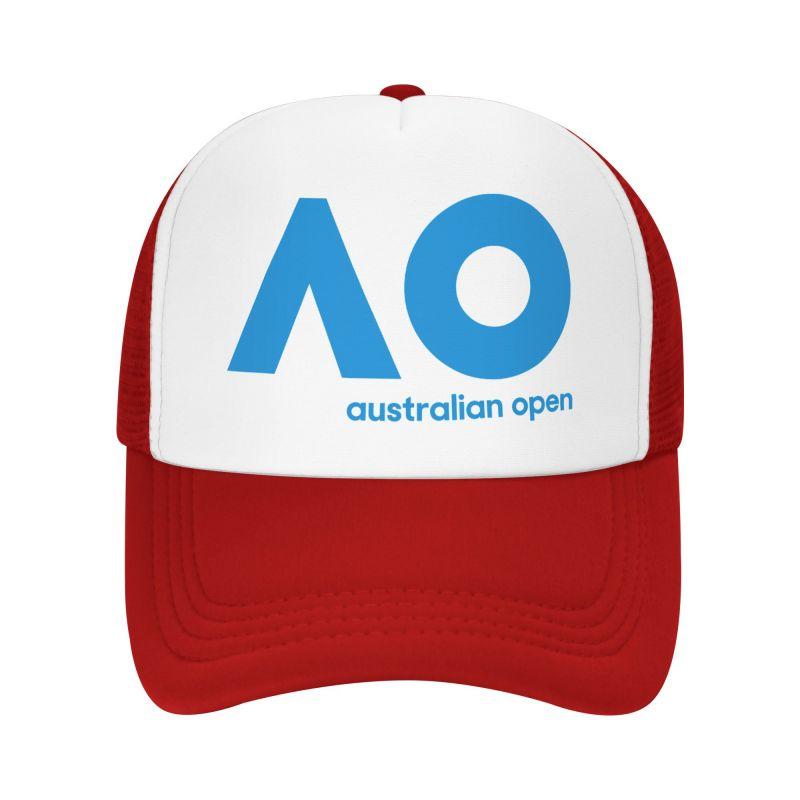 Australian Open AO Print Mesh Baseball Cap Summer Breathable Sun Visor Hats Unisex Adjustable Snapback Caps Trucker Hat Adjustable красный