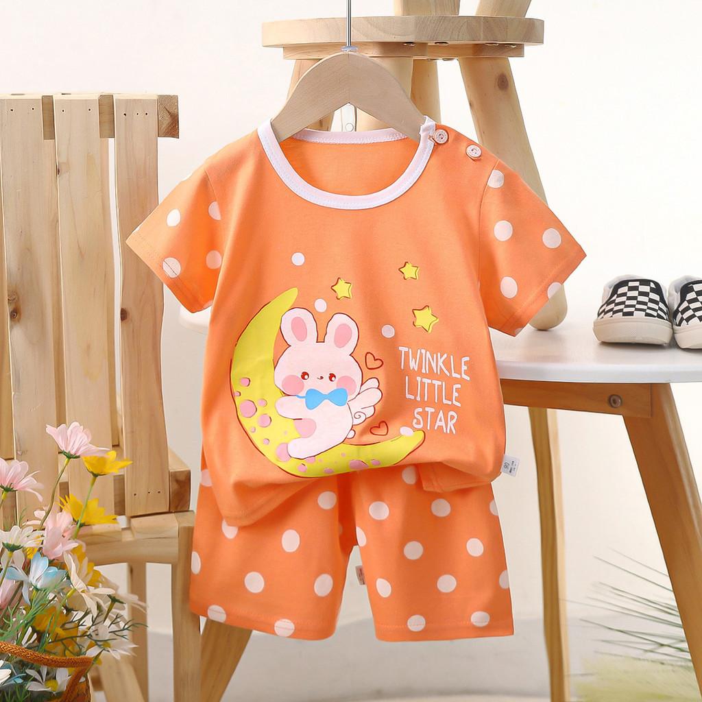Childrens Cotton Short Sleeve Tshirt And Shorts Set With Cartoon Prints For Toddler Summer Wear