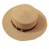 2025 Women's French Flat-Top Straw Hat for Large Heads, Wide Brim, Perfect for Beach Holidays and Sun Protection, Plus Size Woven Design.