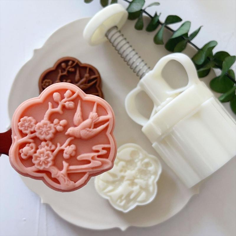 Magpie Flower Mung Bean Cake Mould Set Suitable for Diy Mould Accessories in Midautumn Festival Used for Cake Cookie