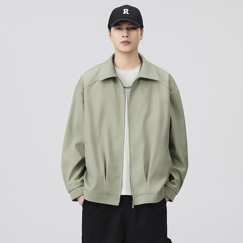 New Coat Men's Lapel Jacket Men's Autumn and Winter Loose Casual Solid Color Joker Tooling Sports