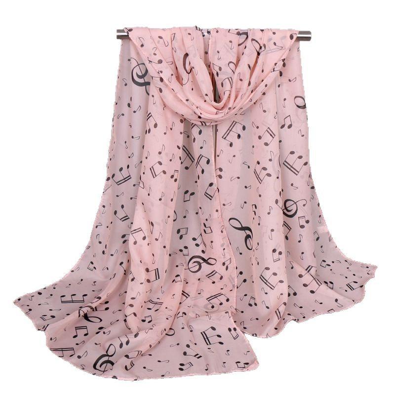 Chiffon women's sunscreen silk scarf, new music symbol women's fashion long scarf, elegant