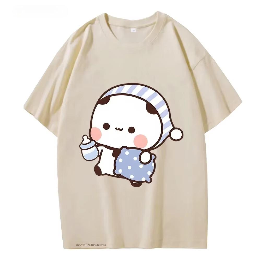 

Couple Tshirt Kawaii Cute BuBu Panda Going To Sleep with DuDu Bear Graphic Tshirt Women Clothes Sleeve Tops Tee Women s Clothing S