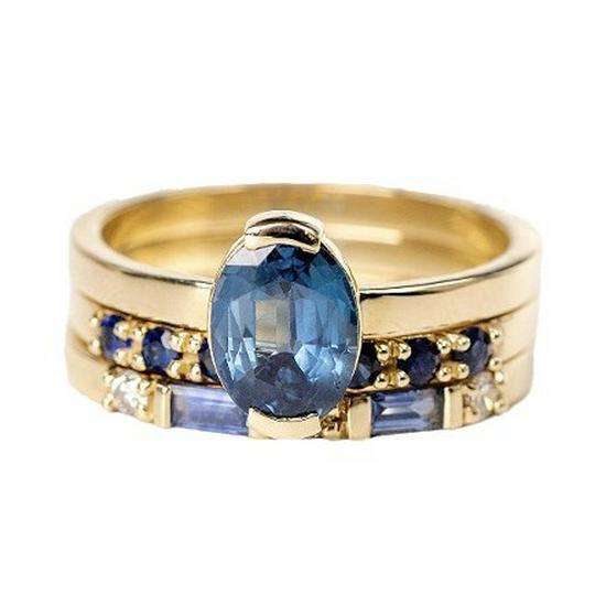 Sanjie Women's European & American Fashion Topaz Ring Set