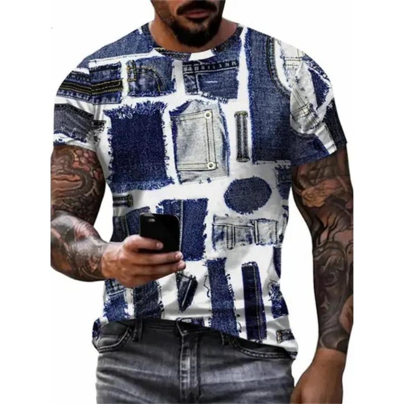 Digital Patchwork Graphic 3D Print Men's T Shirt Men Designer Men's Summer Clothes Short Sleeve Tee Street Tops