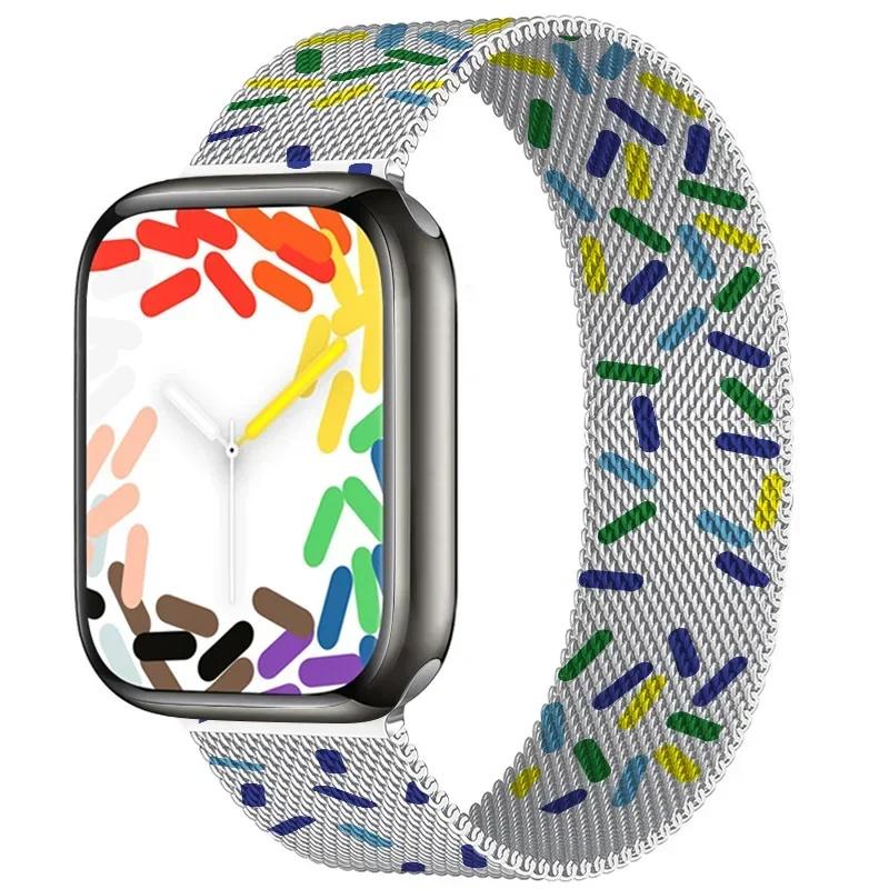 Magnetic Loop Strap For Apple watch Band 44mm 40mm 45mm 41mm 42mm 38mm Stainless Steel Bracelet iWatch Series Ultra 9 8 SE 7 6 5