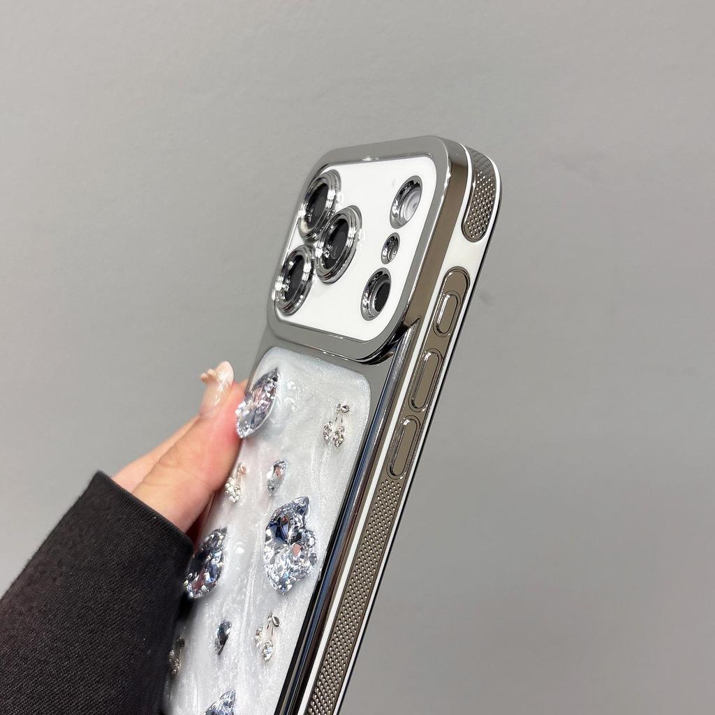 Electroplated Rhinestone Luxury Protective Case for iPhone 17 Pro Max/Simple Cover for iPhone 16 Pro Max