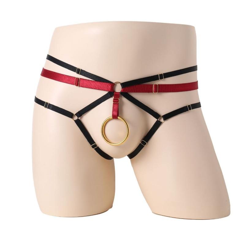 Sexy Crotchless Jockstrap Mens O-Ring Hole Lingerie Sissy Panties Adjust Strap G-String Tanga Hombre Open Butt Underwear Thongs