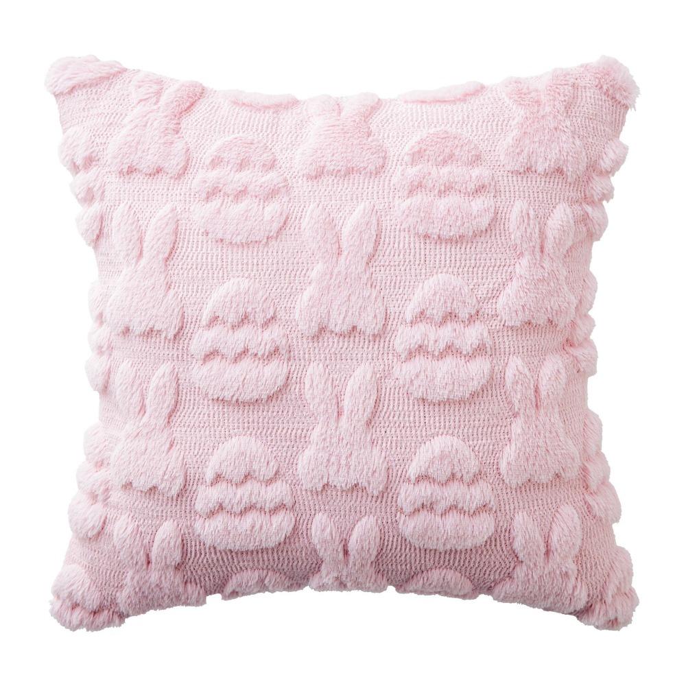 

Soft Plush Bunny Pillowcase Square Cushion Cover Pillow Towel Easter Rabbit Pillow Cover Gift 17.72x17.72 in рожевий