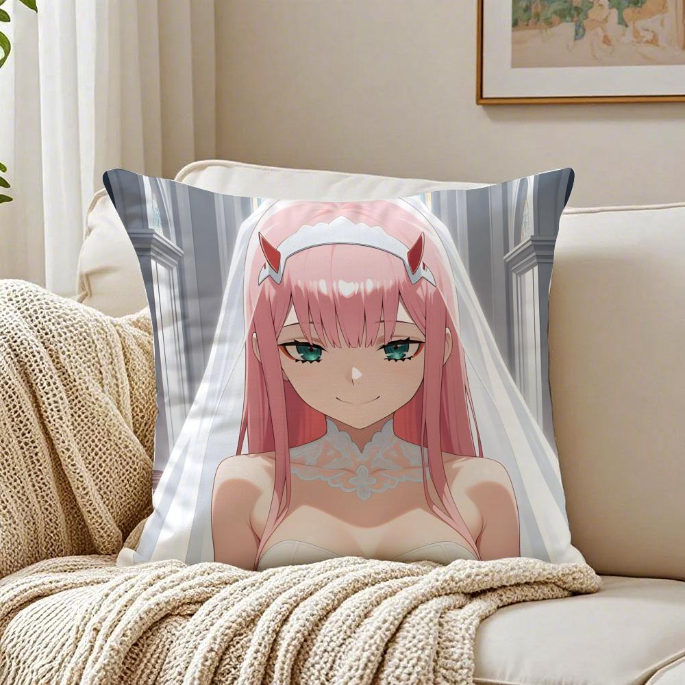 Anime Mecha 02 zero two DDARLING in the FFRANXX Cushion Cover Pillowcase Antidustmite living Room Sofa Decor Cushion Room
