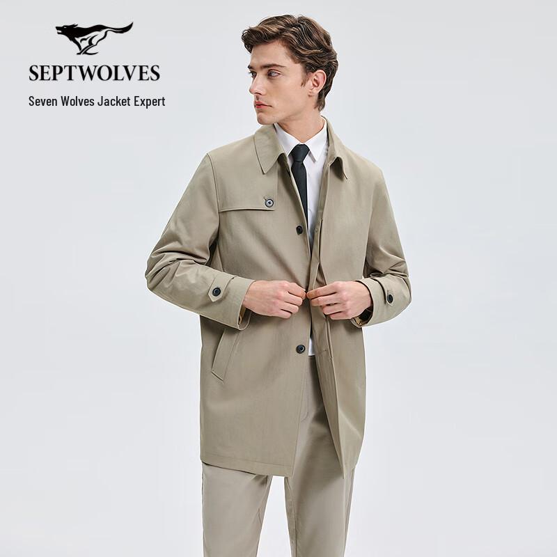 SEPTWOLVES Men s Casual Thin Cotton Trench Coat 180/96A/XXL