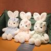 Daisy Rabbit Plush Toy Cute White Bunny Stuffed Animal Doll Pillow with Dress Kids Birthday Gift 30cm