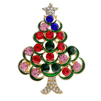 Nuovo Nuovo Moda Strass Albero di Natale Spille Colorate Smalto Spille Gioielli