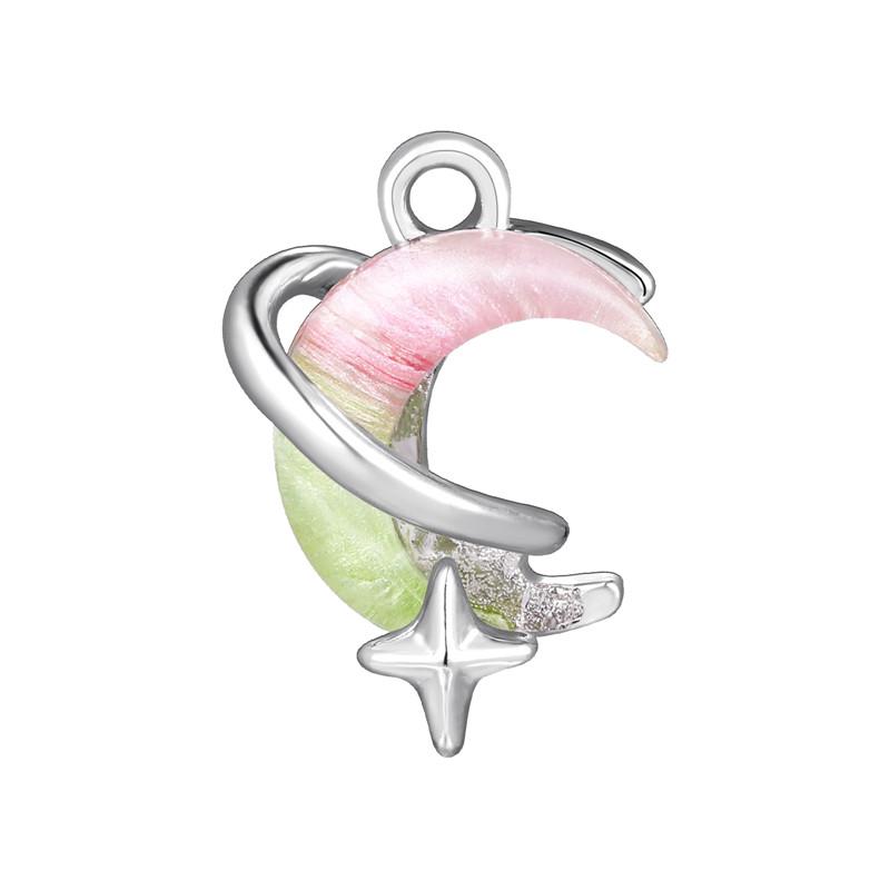 Stainless Steel Charms Crystal Zircon Cherry Moon Star Heart Bow Knot Sun Pendant Beads For Jewelry Making Woman DIY Accessories