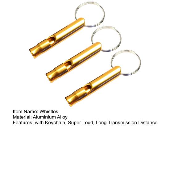 3Pcs Emergency Whistles Multifunction Super Loud Shrill Sound with Keychain Anodic Treatment Signaling