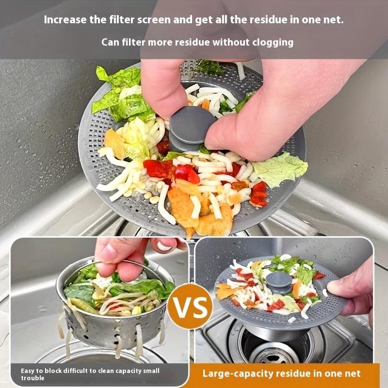 Large Filter 3 In 1 Kitchen Sink Drain Strainer and Stopper Combo, Chrome Stainless Steel Wraped Shell, Anti-Clogging Basket Strainer