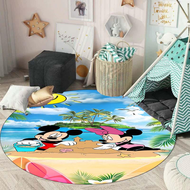 Minnie and Mickey Mouse print round rug, Valentine's Day, anniversary floor decoration, wedding room rug