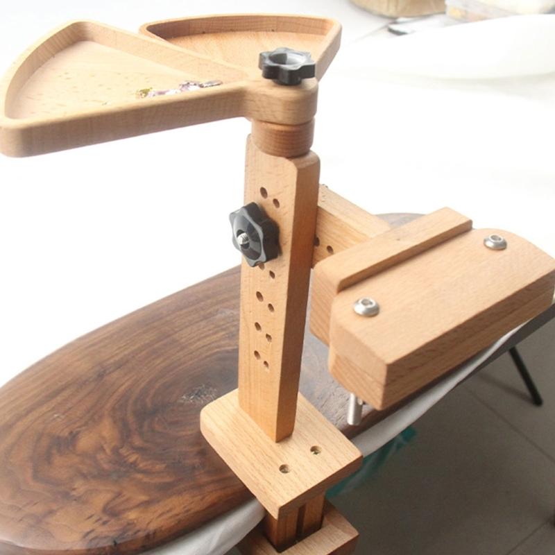 Adjustable Rotated Embroidery Hoop Stand 360 Degree Rotating Embroidery Frame Stand Wooden Cross Stitching Hoop Stand