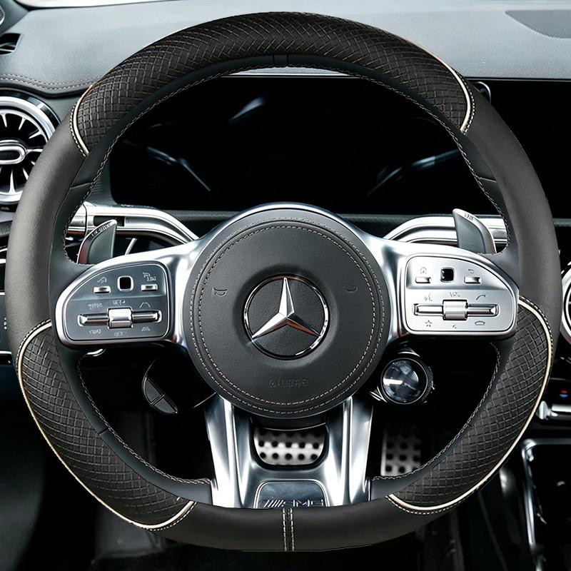 Coprivolante Auto Cucito a Mano con Segno Rosso per Mercedes Benz AMG CLA CLS GLB GLE W177 W167 R190 W205 W222 Interni Auto in Camoscio