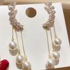Lot de 2 boucles d'oreilles mode pour femme à pampilles en perles d'imitation, adaptées pour les voyages en plein air, les fêtes et les cadeaux de vacances