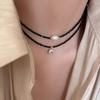 Black Spinel Pearl Collarbone Chain Simple Retro Necklace Women's Light Luxury Niche Beaded Choker Neck Chain Accessories