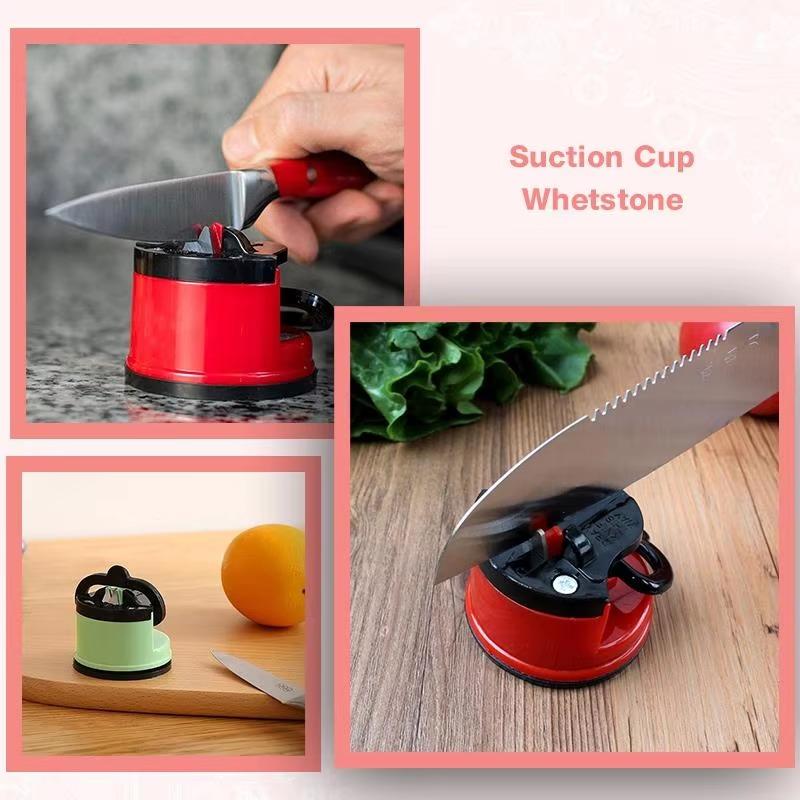 Portable Red Suction Cup Sharpener Tool Suitable Home Kitchen Friut Cut-knife Tool Outdoor Household Sharpener Accessories