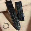 Used Cro-2095 Crocodile Watch Strap Black (lug Width 24 Mm - Buckle Width 22 Mm)