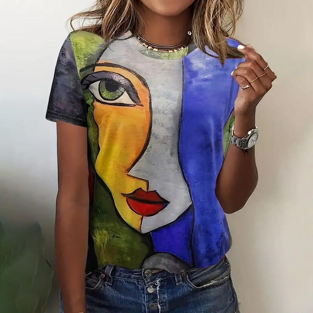 

Женская повседневная мультяшная летняя женская забавная новая женская футболка с 3D-принтом 5XL