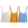 Fashion Style 2024 New Fall Women's Clothing Easiest for Match Textured Shoulder Strap Tops Knitting Short Vest 2488001
