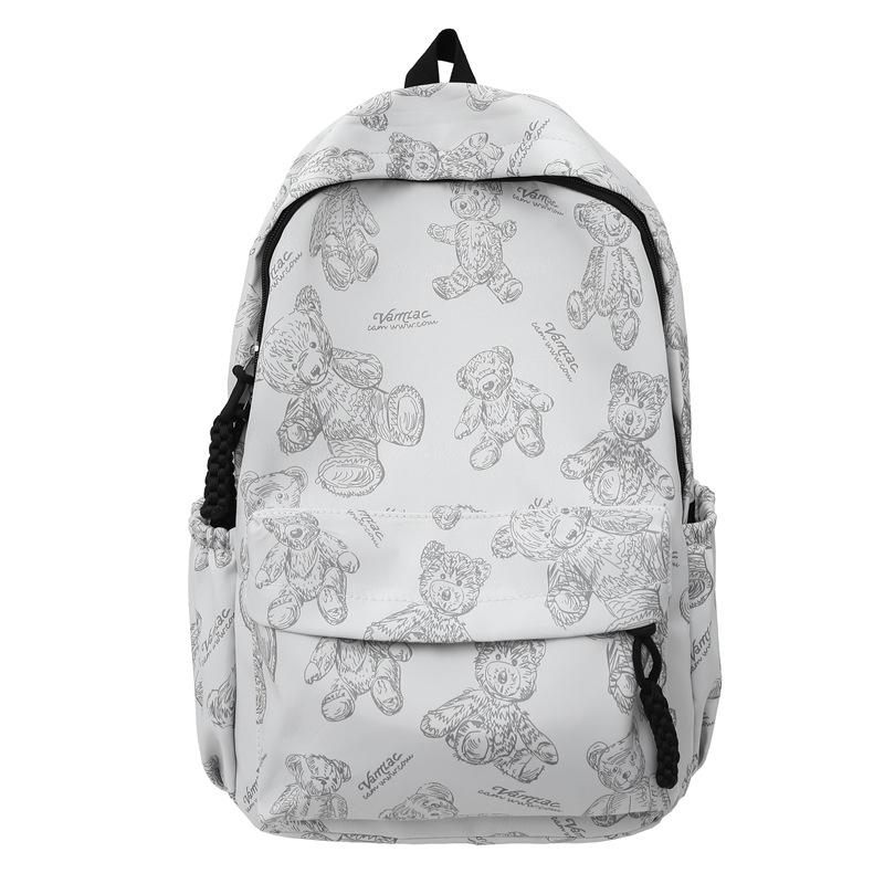 Schoolbag backpack new schoolbag for female junior high school students simple and versatile printed bear niche design college student computer 