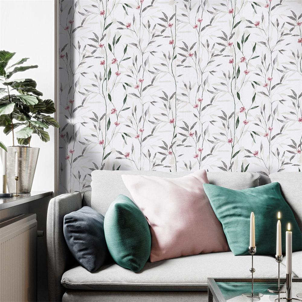 Papel Pintado Vinílico Autoadhesivo Floral de Hojas Pelar y Pegar Papel de Contacto Removible Impermeable Para Renovación de Muebles
