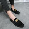 Large Size Men's British Pointed Leather Shoes Suede Sleeve Lazy Loafers Nightclub Hairstylist Youth Tide Shoes