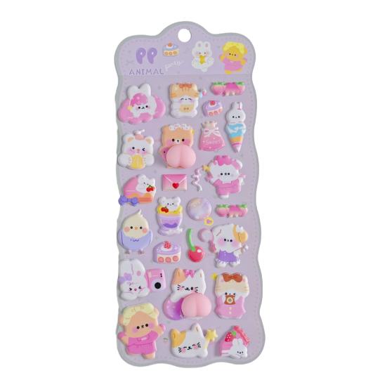 Niedliche 3D Puffy Sticker Kawaii 3D Blasen Schaum Aufkleber Puff Squishy Bär Hase Aufkleber für Handyhülle Notizbuch Sammelalben DIY Bastelarbeiten