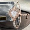 Diamond Studded Watch Strap Heart Shaped Watch Rhinestone Wrist Decoration Women Wristwatch  Women