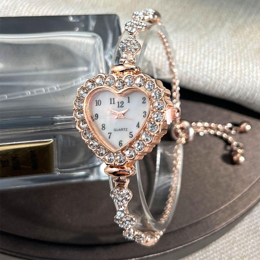 Diamond Studded Watch Strap Heart Shaped Watch Rhinestone Wrist Decoration Women Wristwatch Women