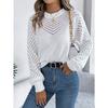 Neuankömmling Damen Sweatshirt Herbst/Winter Lässig Einfarbig Rundhalsausschnitt Schnürung Glockenärmel Pullover Damen Strickpullover