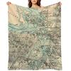 Vintage Map of The Puget Sound (1883) Throw Blanket For Decorative Sofa Camping Polar Bed Blankets