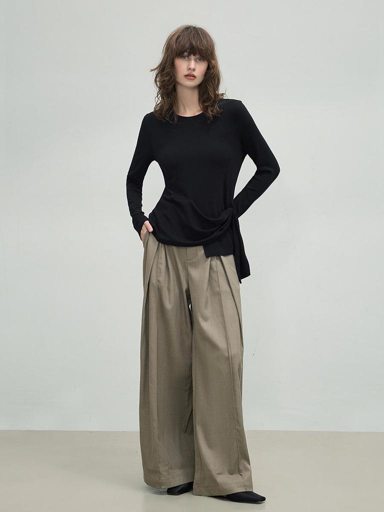 Women's Irregular Long-Sleeve Tie-Up Shirt - Autumn 2025