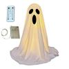 LED svítící figurka ducha Halloween Vnitřní dekorace ducha z bílé látky s dálkovým ovládáním pro domov, kuchyň, krbovou římsu, stůl, stolní desku, party dekorace