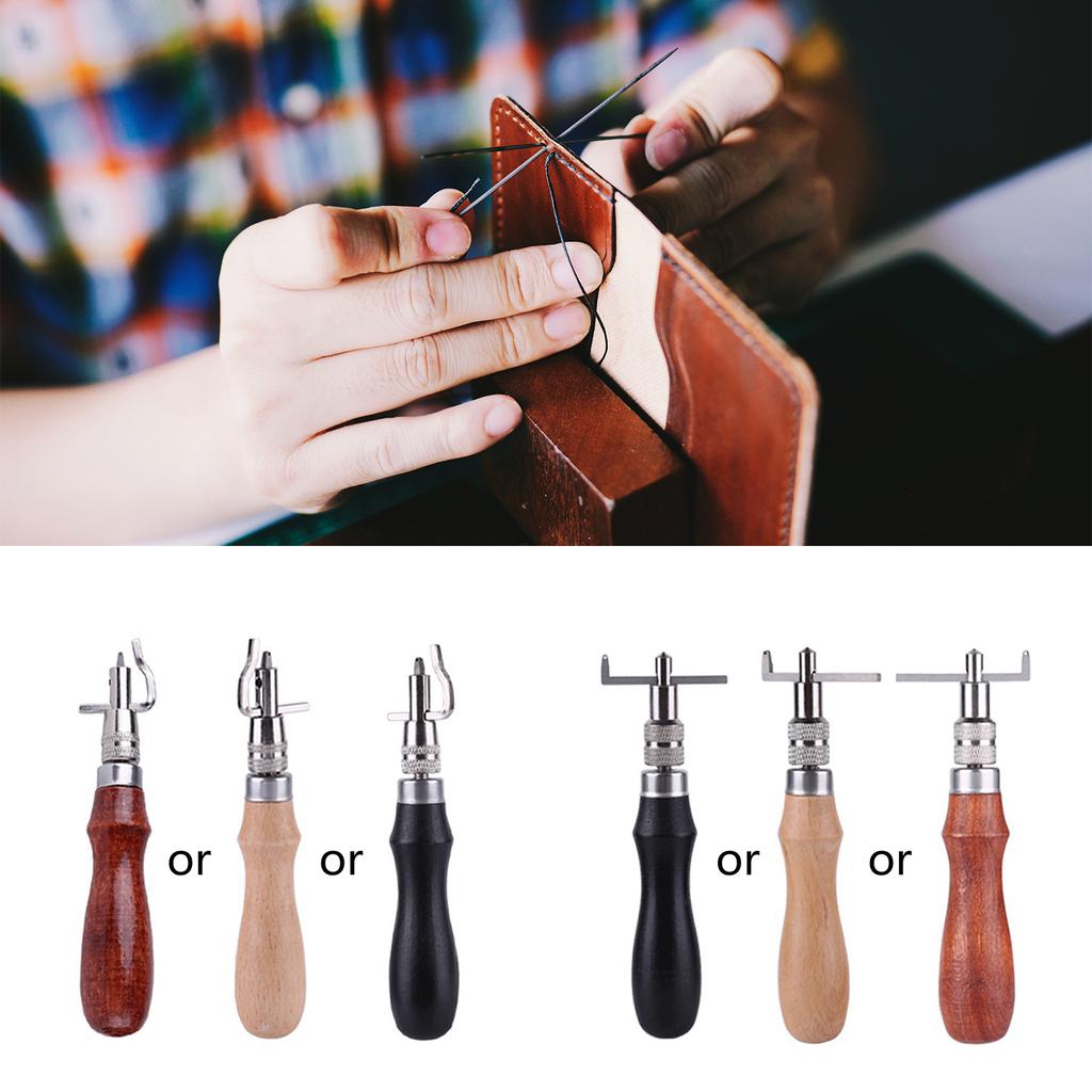Leather Edge Groover Multifunctional Wood Handle Trencher Leather Grooving Tool for Craftsmen